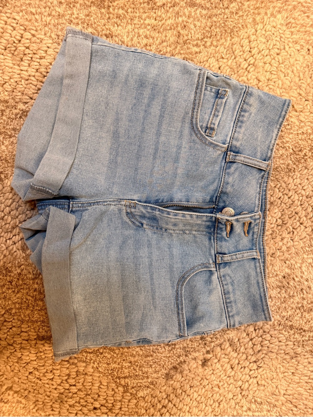 Light Wash Denim Cuffed Shorts